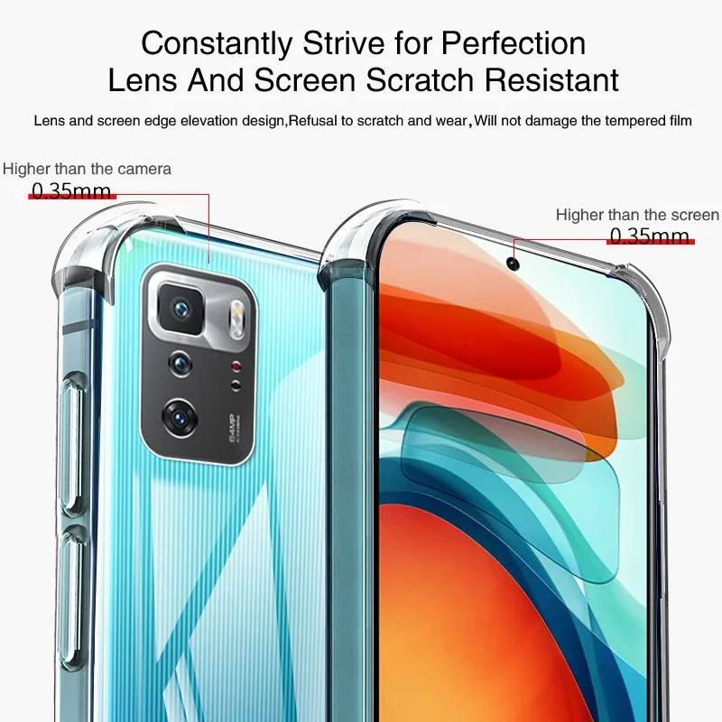 Fundas de Airbag transparentes originales para Xiaomi POCO X3 Pro NFC GT POCOX3 X3Pro X3GT 5G bolsa de aire de borde suave Fundas de teléfono impermeables - imagen 2