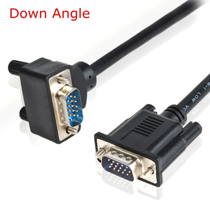 Cable VGA de 15 pines, 3 + 6 ángulos, VGA macho recto a VGA, Cable macho 90D en ángulo izquierdo y hacia arriba y hacia abajo para proyector, ordenador, Monitor HDTV - imagen 2
