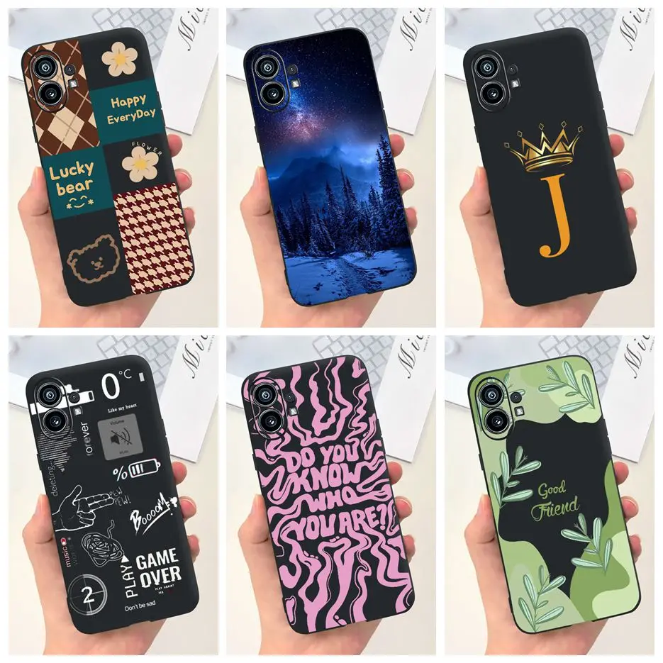 For Nothing Phone 1 funda de teléfono de silicona suave con letras pintadas con arte elegante, funda para teléfono One Phone1