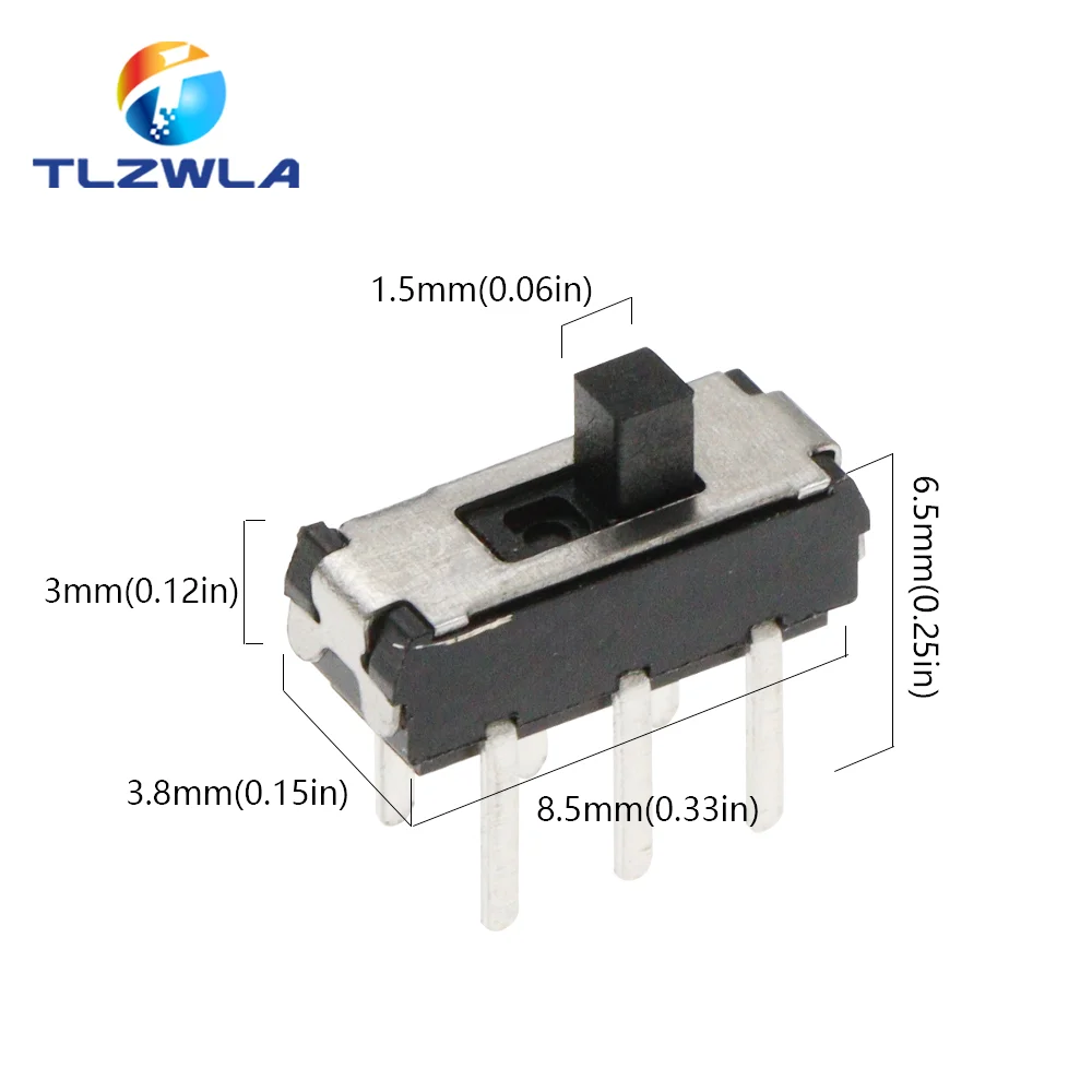 100 Uds MSS22D18 Mini interruptor deslizante DIP en miniatura 2P2T 6 pines mango alto 2MM para interruptor de DVD - imagen 5