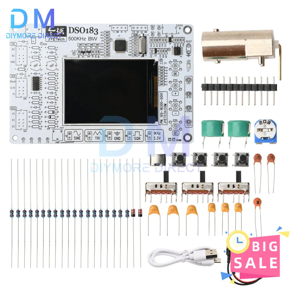 Osciloscopio Digital DC 5V DSO183, pantalla LCD TFT con Clip de prueba de sonda de cocodrilo, osciloscopio portátil DSOO138 de 0-500KHz - imagen 5