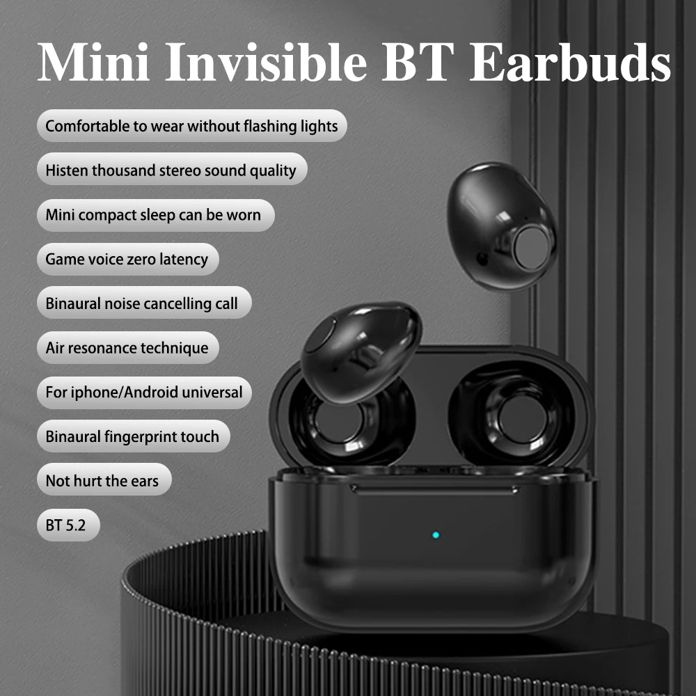 Mini auriculares inalámbricos con bluetooth 5,2, dispositivo de audio TWS, táctil, NFC, intrauditivo, con cancelación de ruido, deportivos, novedad - imagen 2