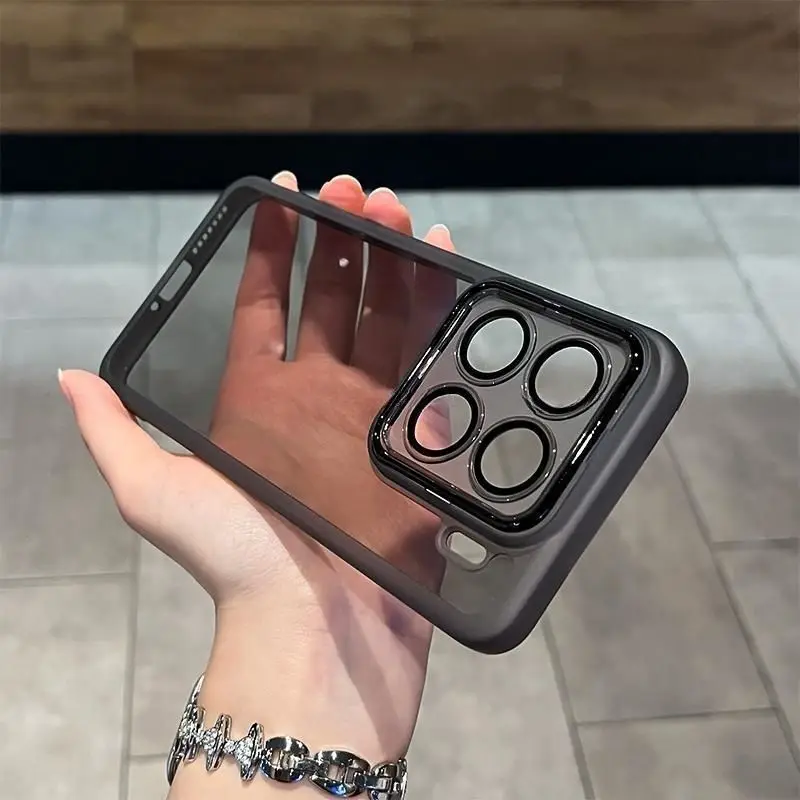 Para Xiaomi 15T 14T Pro funda de silicona transparente Simple con cubierta de película de lente para Xiaomi 15T Pro Mi15T parachoques a prueba de golpes Fudna