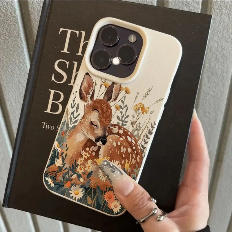 Funda de teléfono de TPU con diseño de ciervo Floral Adorable para iPhone 17 Pro Max 16 Plus 15 14 13 12 11 XS X XR 16E Air cubierta de parachoques a prueba de golpes - imagen 4