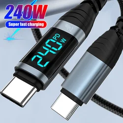 Cable USB-C 240 W con Pantalla Digital de Carga Rápida PD