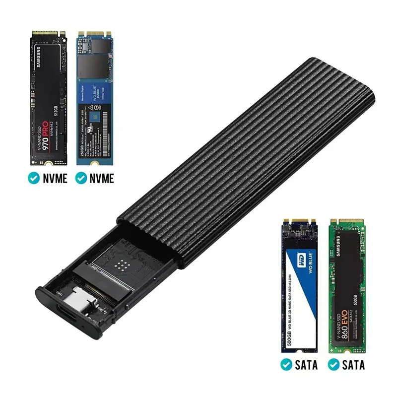 Caja de protocolo Dual M2 NVMe/NGFF SATA SSD, caja HDD de 10Gbps, SSD M.2 NVME a USB 3,0/3,1, carcasa tipo A/C, llave PCIe M/M + B KeY - imagen 3