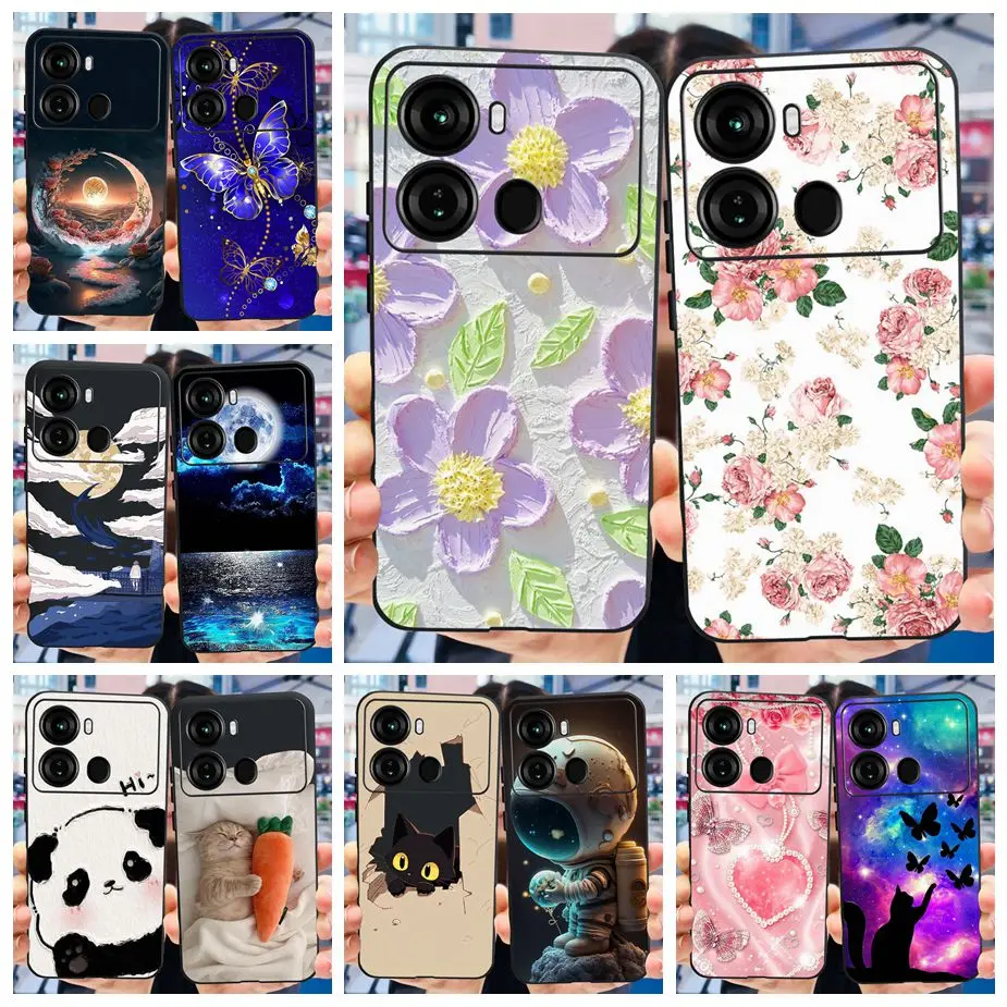 Funda de silicona blanda transparente para teléfono, carcasa trasera de lujo con flores pintadas para Itel P40 Pro P40 + P683L