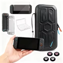 Juego de bolsas de almacenamiento para consola de juegos Switch 2, bolsa estilo Mecha con protector de pantalla de vidrio templado, estuche para tarjetas de juego y funda para consola