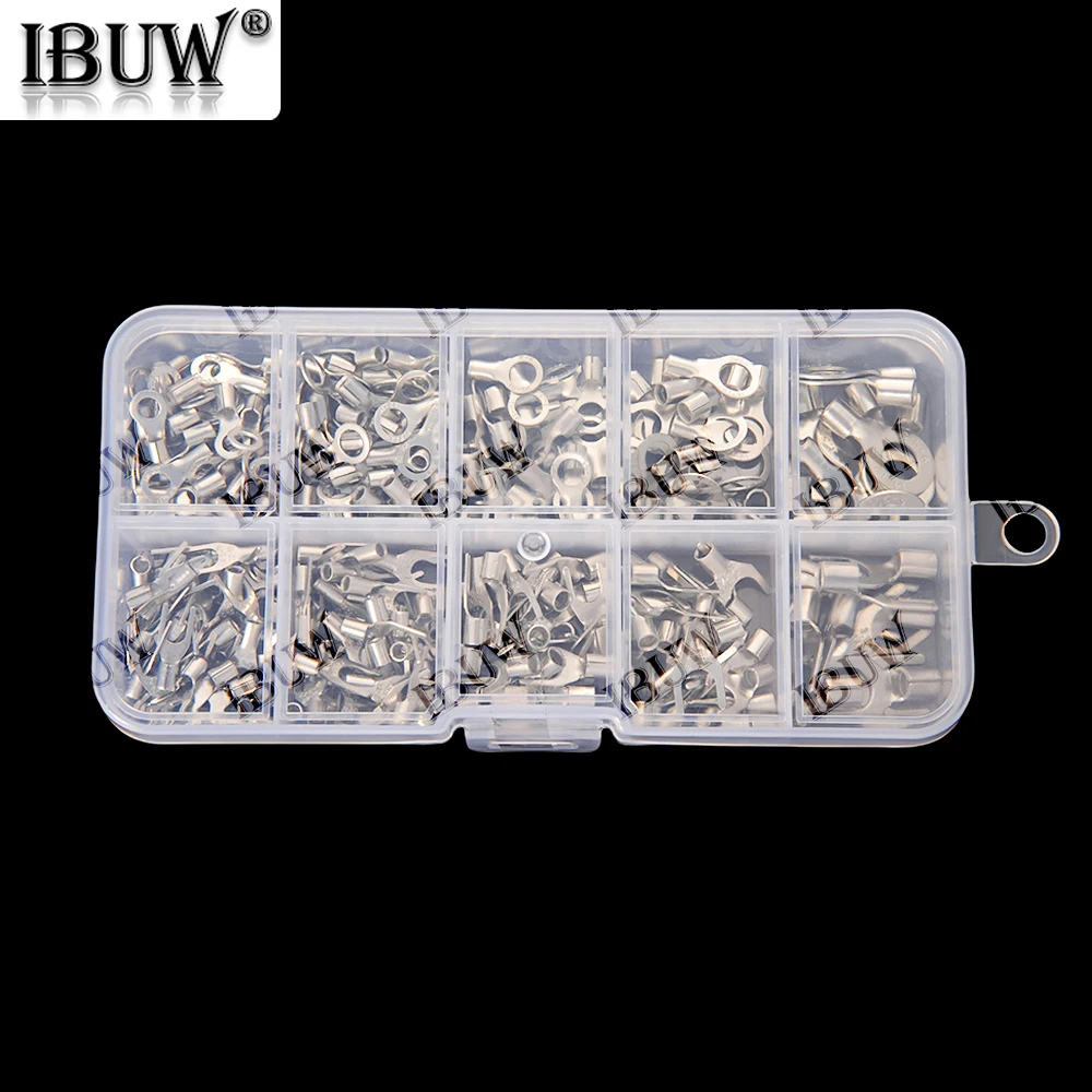 Kit de conectores de terminales de engarzado de alambre de cobre no aislados, anillo y horquilla en forma de U, terminales desnudos prensados en frío en forma de O SB1.25, 320 Uds. - imagen 4