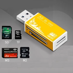 Lector de Tarjetas USB 2.0 Multitarjeta con LED - Micro SD TF M2 MS Pro Duo MMC