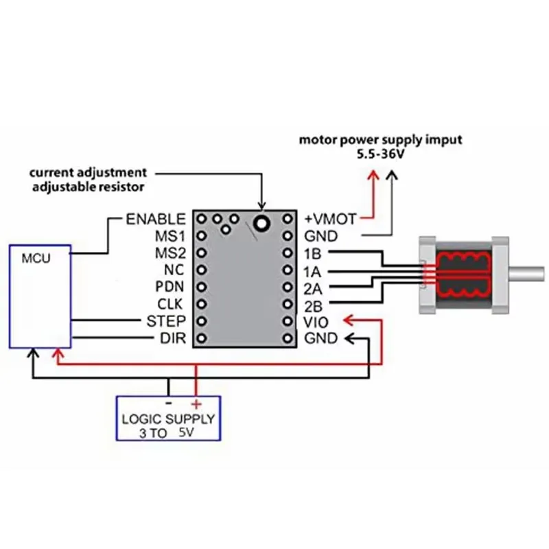 Módulo controlador paso a paso TMC2208 V1.2, 5 piezas, disipador de calor para placas base de controlador de impresora 3D, Ramps1.4, MKS Gen Mega i3, Ender-3 - imagen 4