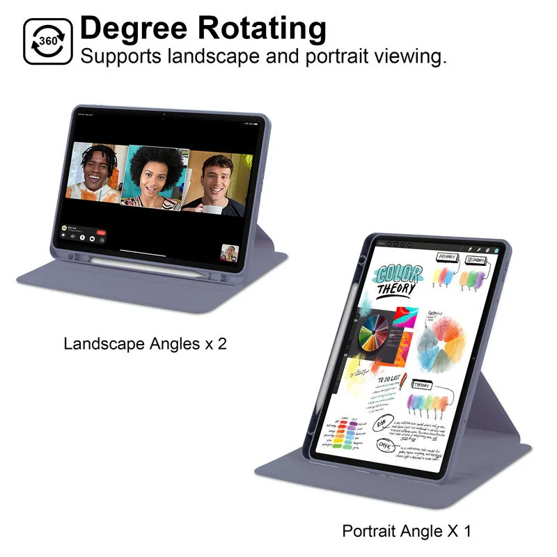 TBTIC para Infinix XPAD funda con rotación de 360 grados para niños con ranura para portalápices acrílico duro a prueba de golpes carcasa de despertador automático - imagen 4