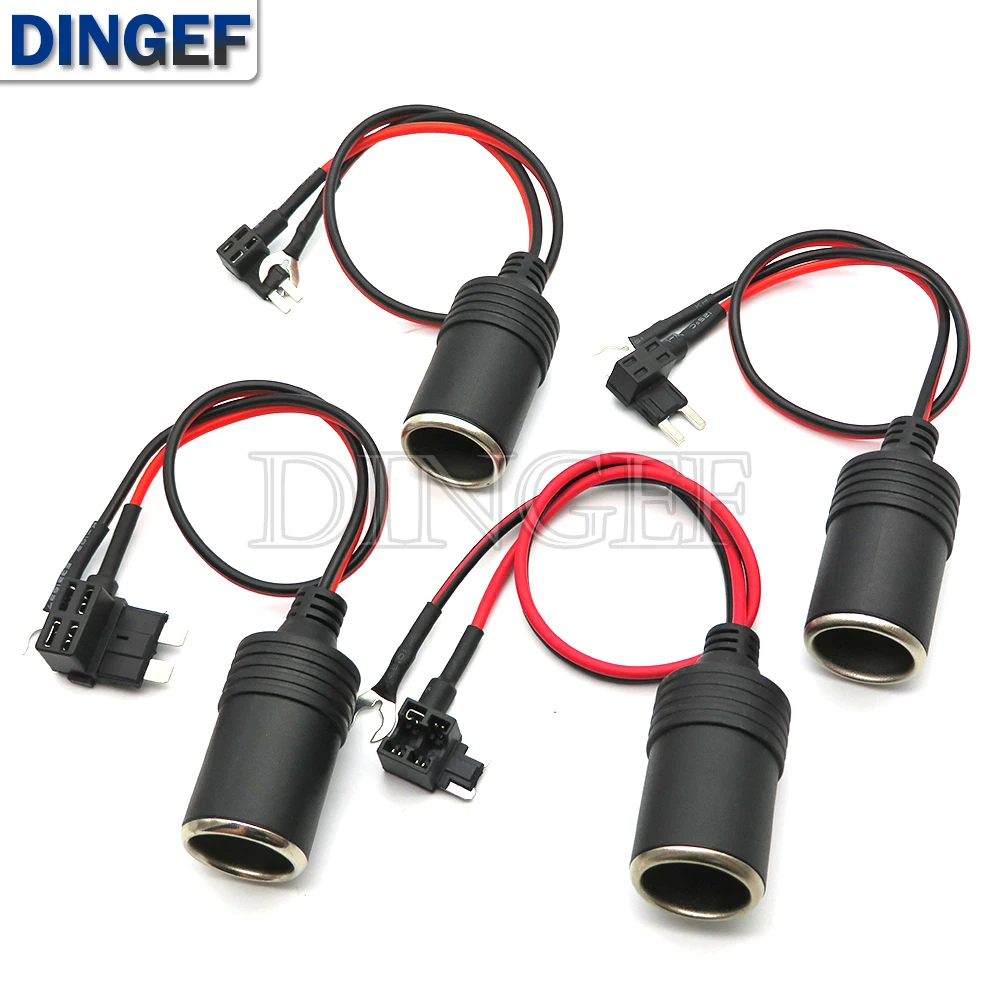 1 Juego de Cable cargador de encendedor de cigarrillos de coche de cobre puro, Cable adaptador de conector de enchufe hembra con fusible de coche 10A 20A 30A 25A 1A - imagen 2