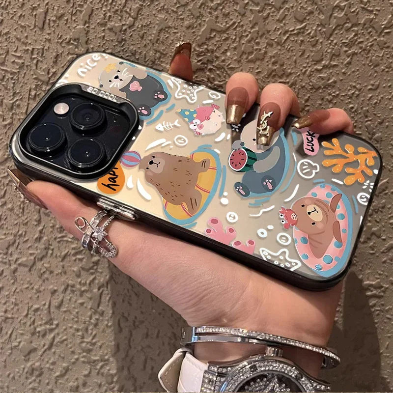 Bonita funda de PC Capybara Sea Otter para Xiaomi POCO X6 X5 X3 NFC F3 F4 GT F5 F6 M6 Pro 4G M5S C65 Mi 13T 12T 14 13 12 11 Lite 5G NE - imagen 4