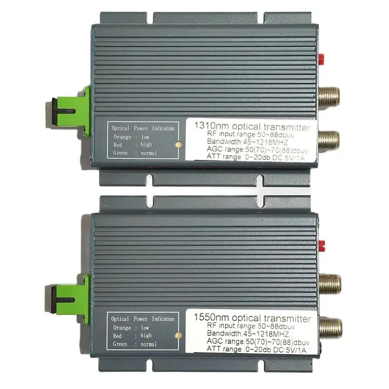 Venta caliente FTTH CATV mini transmisor láser óptico 2 salida 10mw 47-218MHz con AGC oferta especial al por mayor