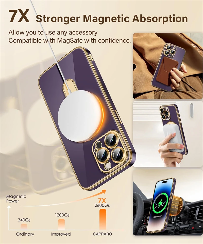 Macsafe-funda magnética con soporte de anillo de Metal, carcasa a prueba de golpes para IPhone 15, 14, 13, 12 Pro Max Plus, 15Pro, 14Pro - imagen 2