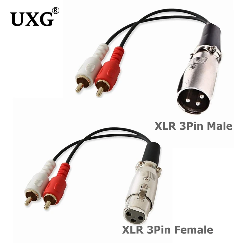 Cable de enchufe RCA de Audio macho a 2 XLR 3 pines macho hembra amplificador de cañón enchufe de mezcla Cable AV doble XLR a Cable RCA Dual - imagen 3