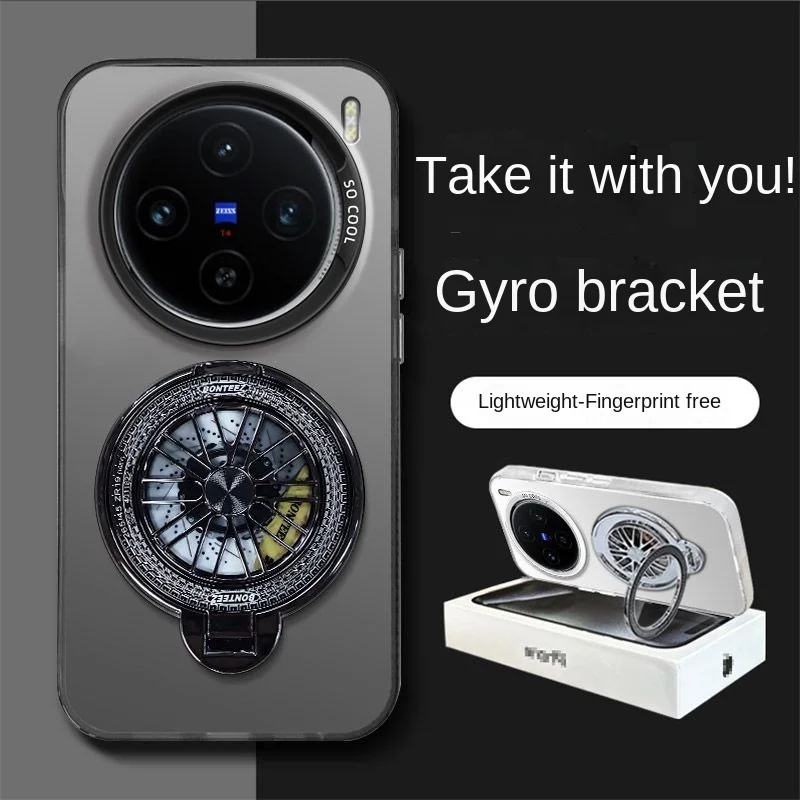 Para VIVO X200 Pro funda dura de PC con anillo giroscópico funda protectora trasera magnética para VIVO X100 X200Pro X100Ultra carcasa de teléfono