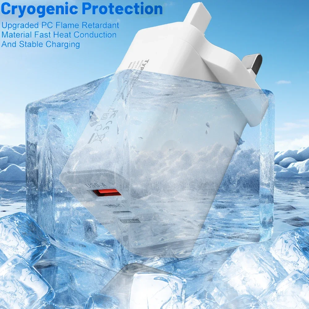 Kit adaptador de cargador de Cable PD USB tipo C de carga rápida de 120W para iPhone Samsung Xiaomi Redmi enchufes de pared de carga rápida UE/EE. UU./Reino Unido - imagen 3