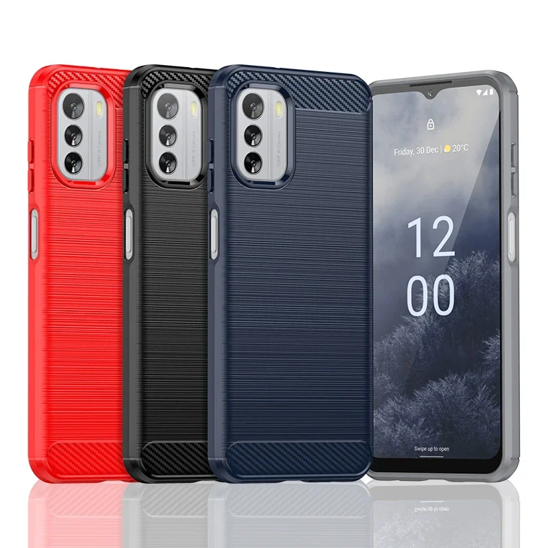 Para cubierta Nokia G60 funda para Nokia G60 parachoques silicona fibra de carbono funda trasera para Nokia G60 G20 C31 C21 G21 X10 X20 X30 5G cubierta