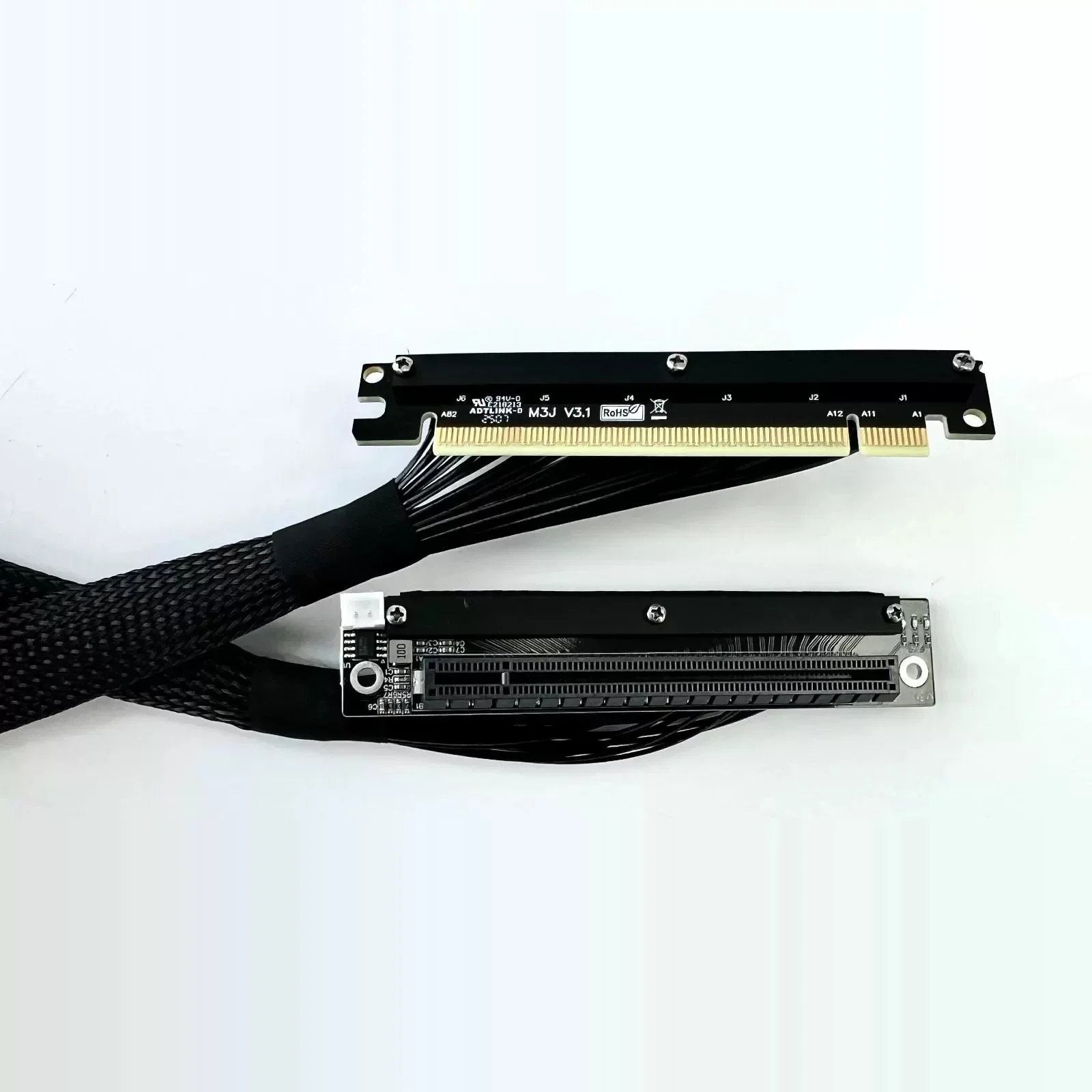 ADT doble giro inverso derecho/izquierdo Riser PCI Express 4,0 X16 Cable extensor de tarjeta gráfica curva Gen4 para A4 ITX RTX 4090 RX7900xt - imagen 3