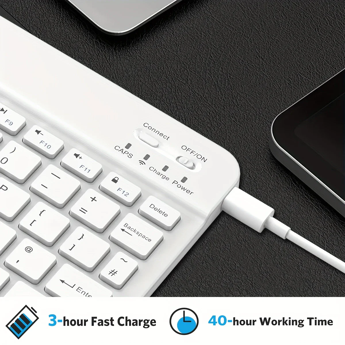 Teclado inalámbrico compatible con Bluetooth para Android IOS Windows Mini, teclado para juegos de 78 teclas para PC, iPad, tableta - imagen 3