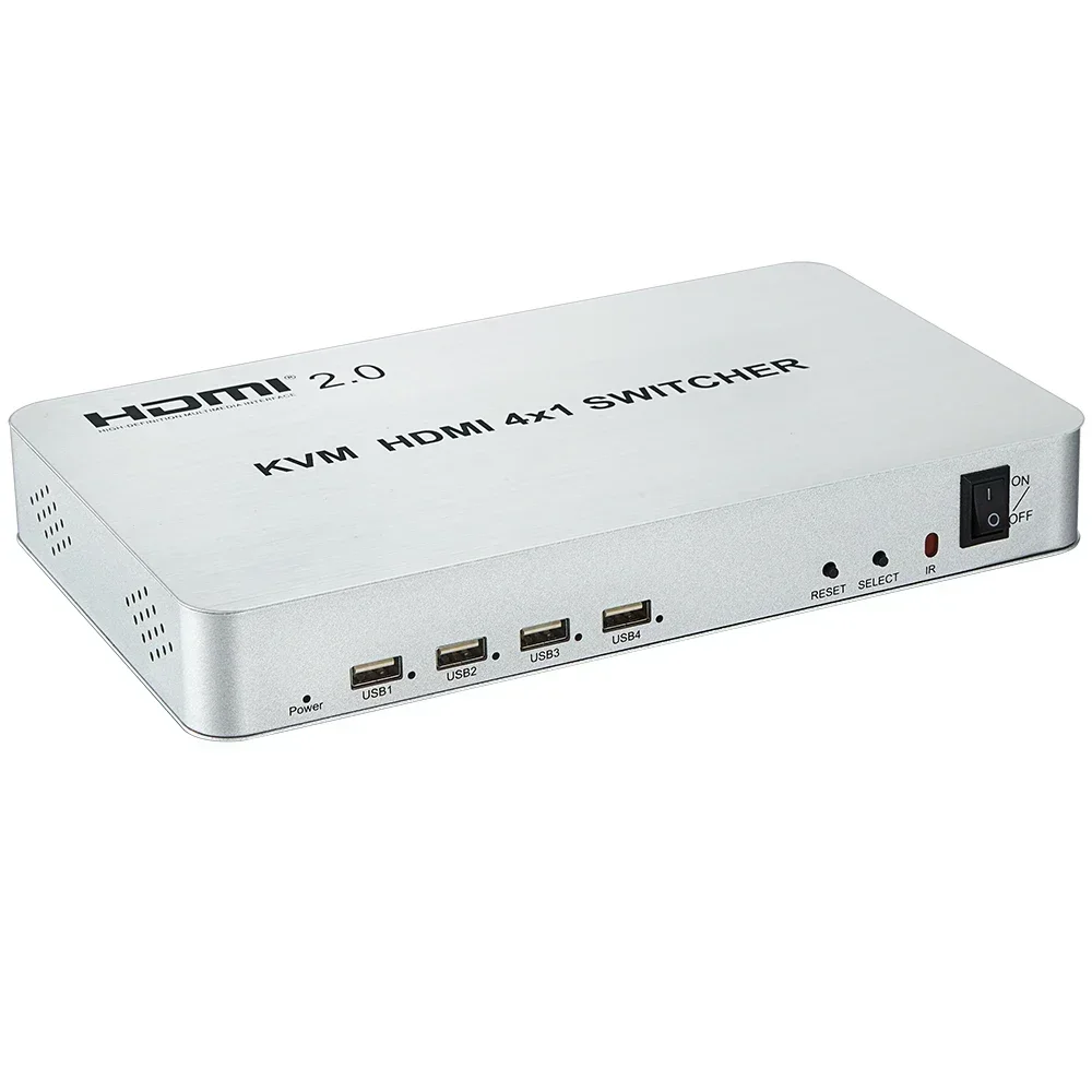 Conmutador de vídeo KVM 4K 60hz 4x1 HDMI 2,0 compatible con teclado y ratón USB de 4 puertos, pantalla compartida para cámara PS4, PC a Monitor de TV - imagen 4