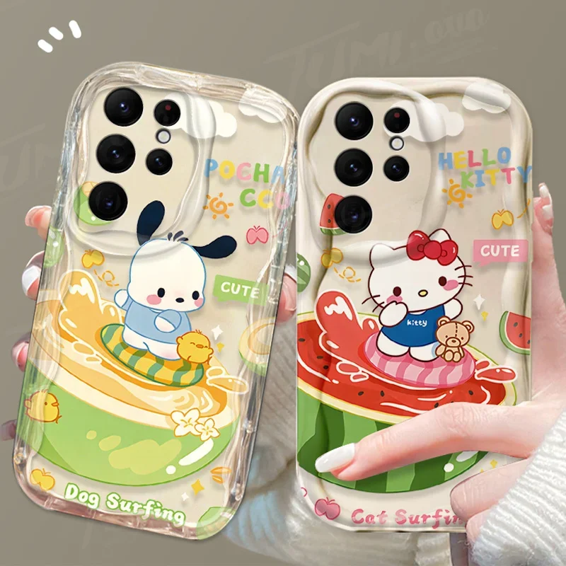 Sanrio Cinnamoroll Melody Fruit 3D Wave funda para Samsung Galaxy S24 Ultra S23 S22 Plus S21 S20 FE A25 A55 A35 5g funda de silicona - imagen 2