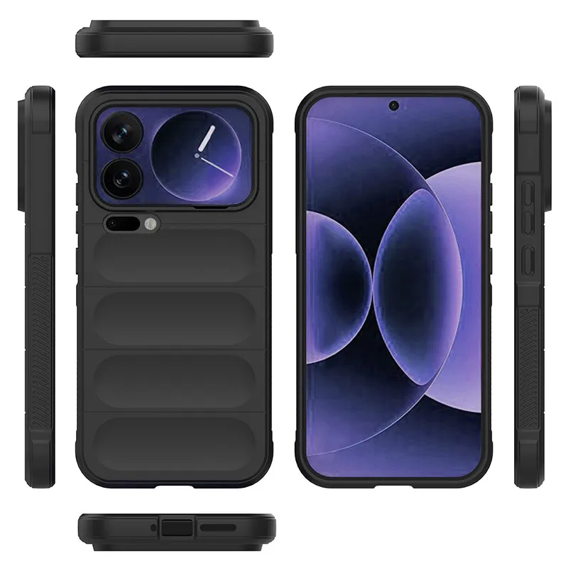 Para Xiaomi 17 Pro Max, 17 Pro Funda ELVEV Airbags anticaída Funda de teléfono flocada de TPU suave lavable - imagen 2