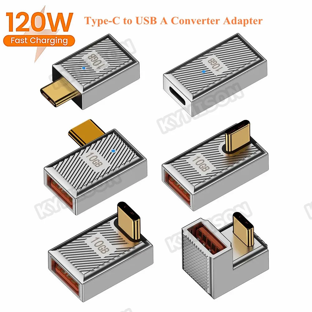 Adaptador OTG tipo C a USB 3,1 de 10Gbps, convertidor de datos USB C macho a USB A hembra, carga rápida de 120W para MacBook Pro, Samsung y Xiaomi