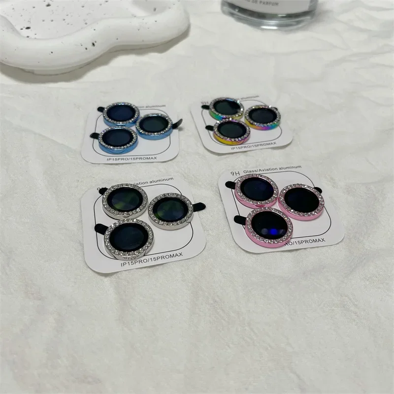 2-3 Uds lente de teléfono móvil estrella pegatina de diamante para Apple IPhone 17 16 15 14 Pro Max Plus lente de cámara trasera película pegatina de lente Flash