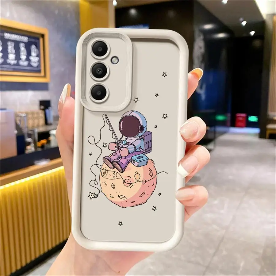 Funda suave y fresca de astronauta espacial para Samsung Galaxy A25 A26 A55 A32 A36 A35 A52 A73 A56 A24 A22 A21s A33 A54 - imagen 2