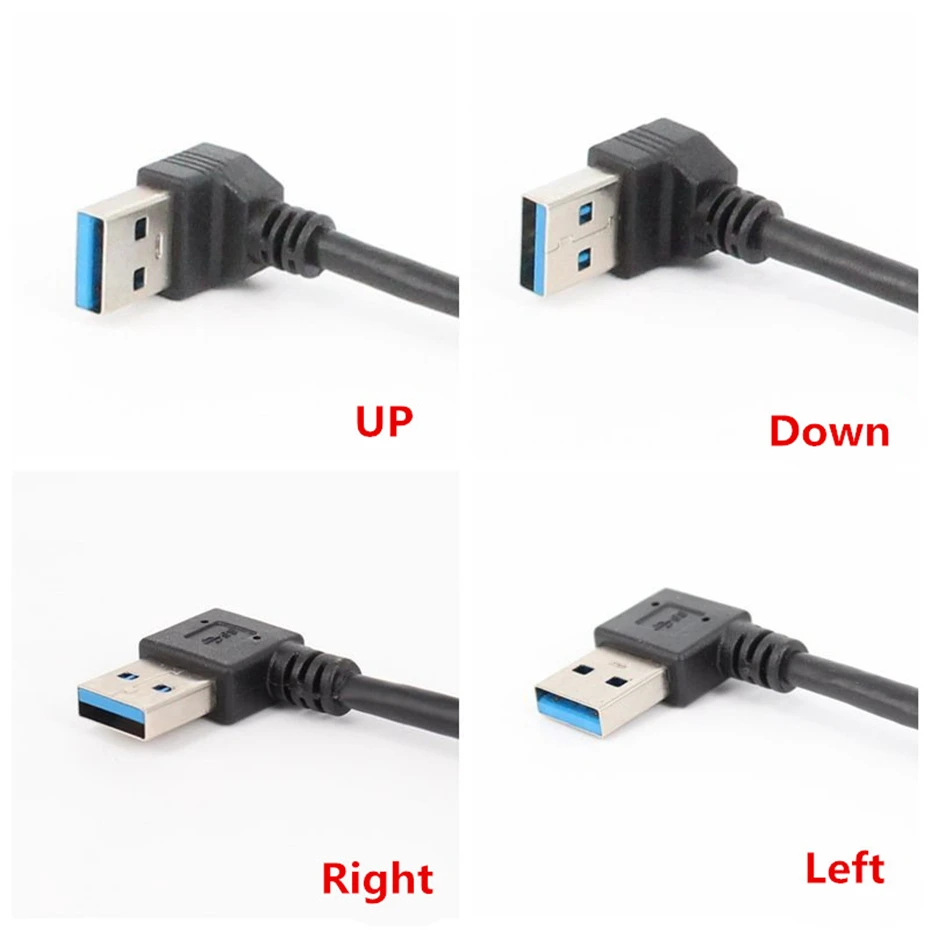 Adaptador USB 3.0 macho a hembra con conector angular