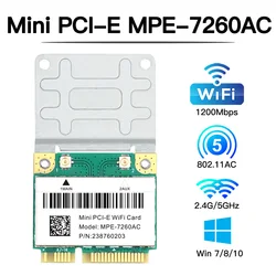 Tarjeta WiFi PCI-E Intel 7260 AC Dual Band + Bluetooth 4.2