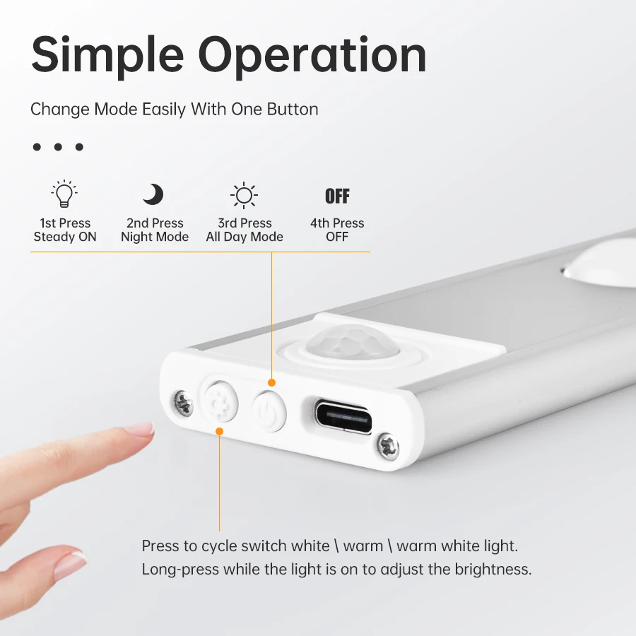 Luz con Sensor de movimiento de aluminio, luz nocturna inalámbrica USB, luz enfriadora de vino para armario de cocina, dormitorio, armario, iluminación interior - imagen 3