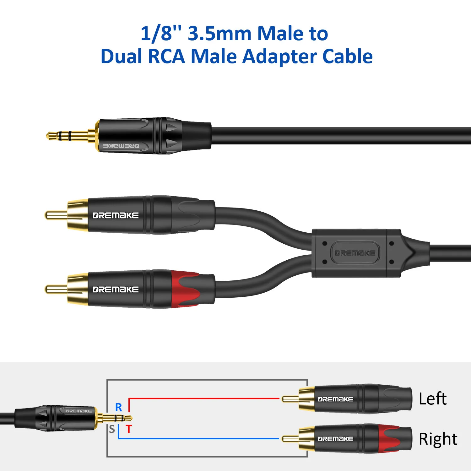 Cable de Audio RCA estéreo chapado en oro, divisor en Y TRS de 3,5mm a 2x3,5mm para PC, Smartphone, tableta, MP3, TV, DVD, amplificador de altavoz - imagen 3