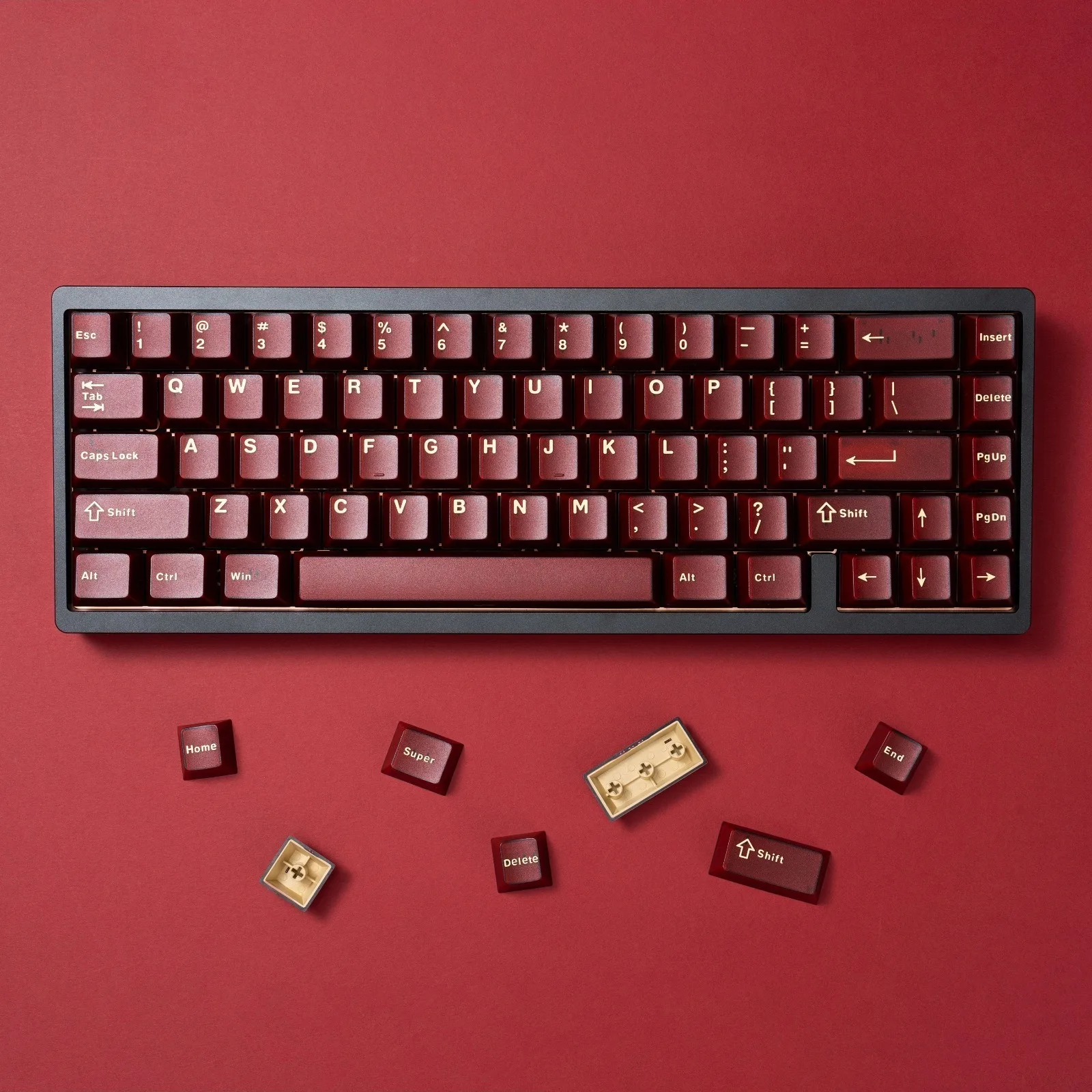 Teclas ABS semitransparentes con perfil de cereza roja Pyga, teclas translúcidas de doble disparo, 120 teclas para teclado para juegos Cherry MX Switch - imagen 2