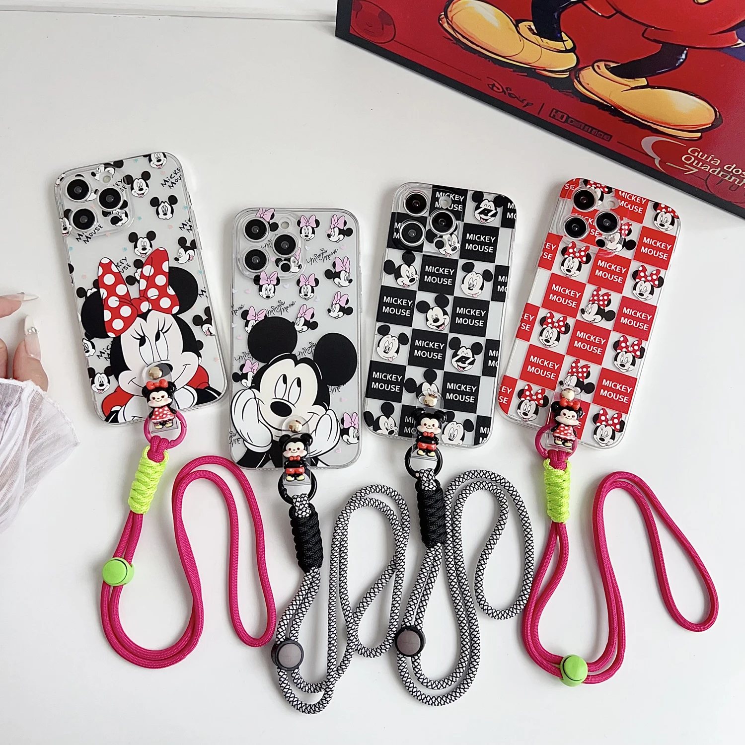 Para Google Pixel 9 8 7 4 5 6 7 Pro A XL 4G 5G Grid Minnie Funda con Cuerda - imagen 2