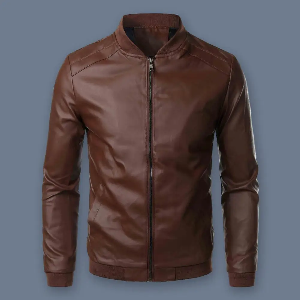 Chaqueta de béisbol a prueba de viento para hombre, abrigo elegante con cuello levantado, solapa con cremallera, bolsillos laterales, prendas de vestir para primavera y otoño - imagen 2