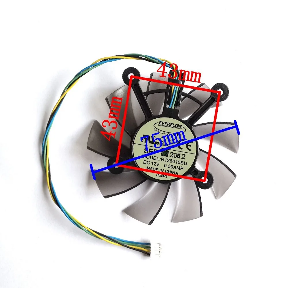 Ventilador FD8015U12S 0.5A GPU 75mm para ASUS EAH5830/8600/9800 GTS 450/460 HD7850 GTX750 GTX750ti refrigeración de tarjeta gráfica de vídeo - imagen 5