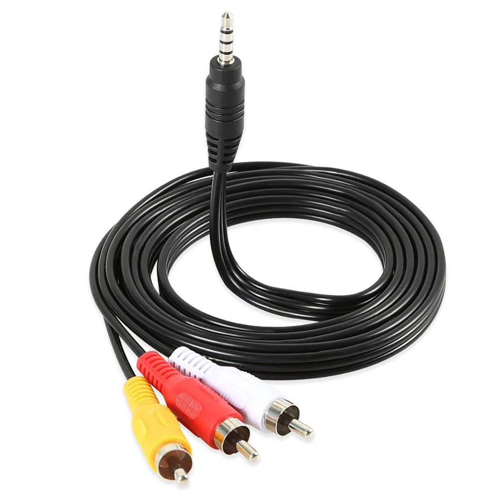 Cable de Audio y vídeo de 1M y 3,5mm a 3RCA, Cable compuesto AV, amarillo, blanco, rojo, 3 RCA macho a macho, para DVD, TV y decodificador - imagen 3
