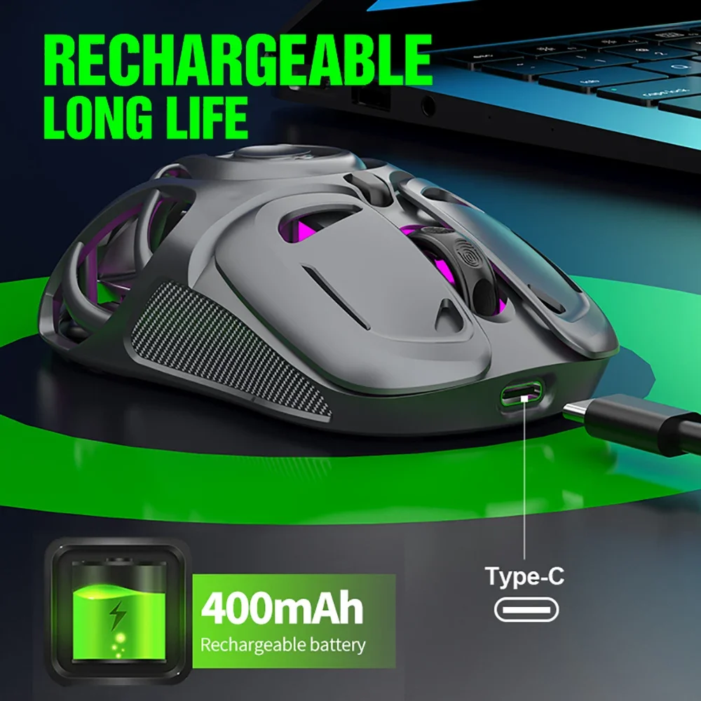 Ratón inalámbrico X10 de tres modos, ratón para juegos de 10000DPI, velocidad de retorno de 1000Hz, ratón Bluetooth, ratón recargable RGB, BT/2,4G/ratones con cable - imagen 5