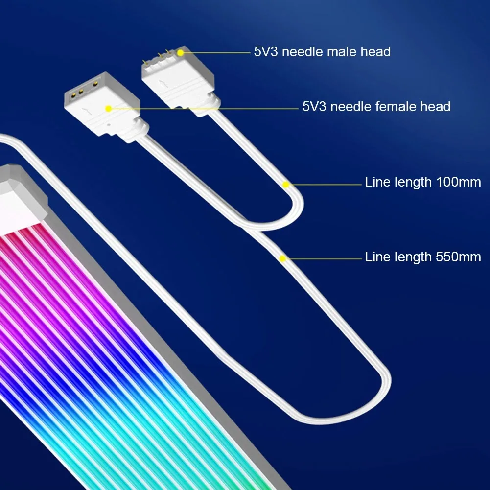 Tira de luz RGB para PC, adecuada para fuente de alimentación de ordenador, Cables y funda de tarjeta de vídeo GPU ATX de 24 pines para 6 pines, 8 pines, 12 pines, 16 pines y 24 pines - imagen 5