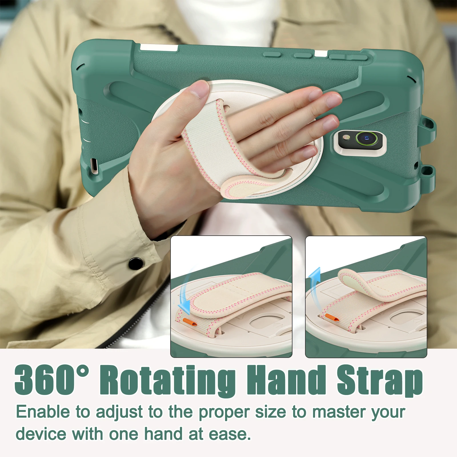 Funda rugosa Universal para Samsung Galaxy Tab Active5 2024, SM-X300, X306B, cubierta giratoria de 8,0 pulgadas para Active3 2020, T570, T575, Correa - imagen 3