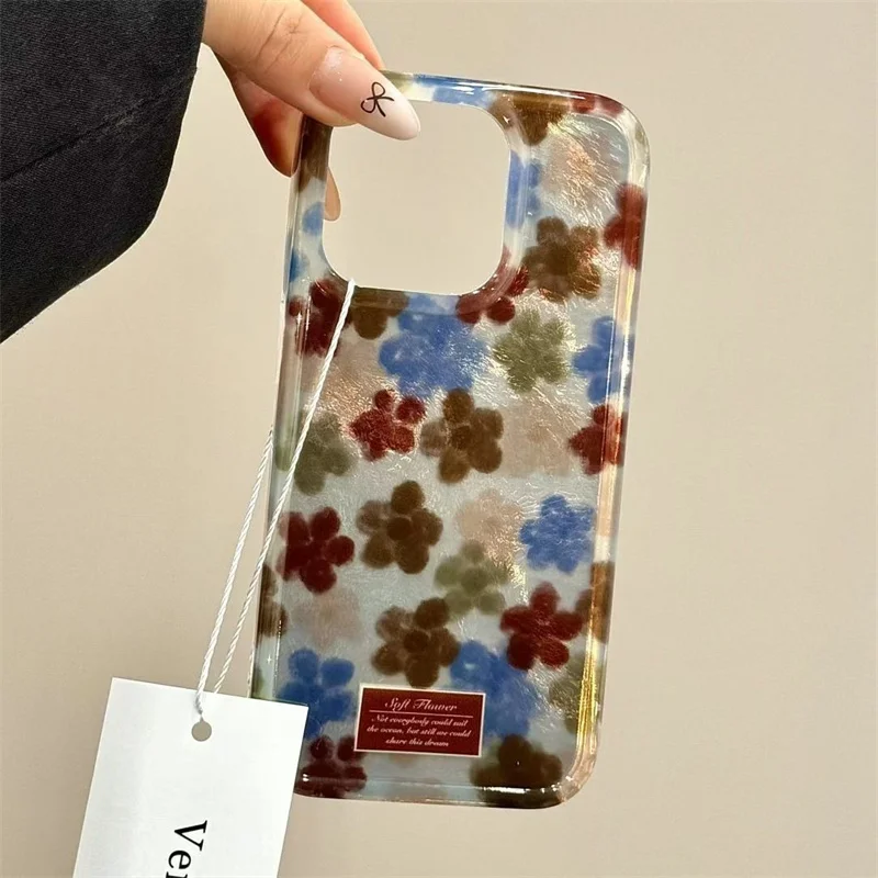Funda de teléfono INS Vintage con flores mezcladas para iPhone 11, 12, 13, 14, 15, 16, 17 Pro Max 17 Air 16 Plus 16e, funda suave con patrón Vortex - imagen 2