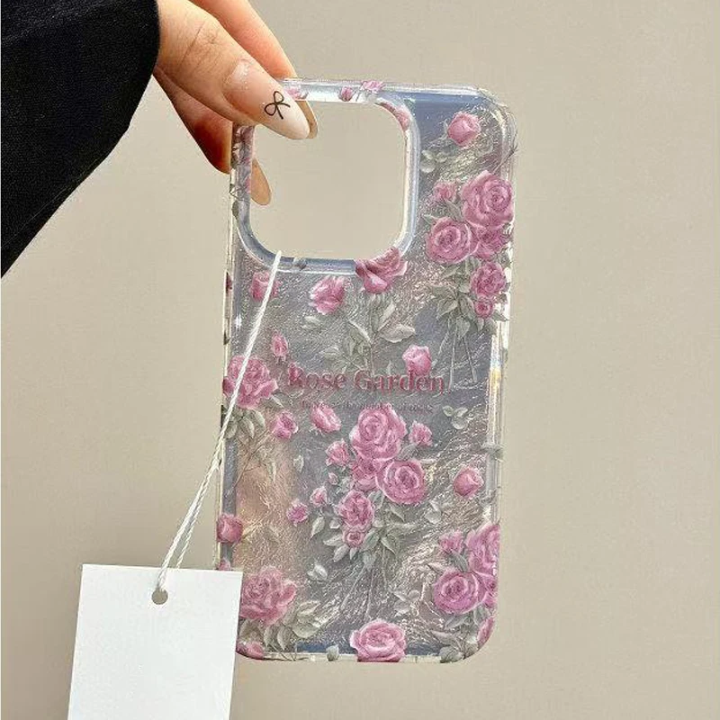 Patrón de vórtice lindo Vintage Rosa silicona suave funda de teléfono para iPhone 17 16 Pro Max 15 14 13 12 11 Pro XS XR X SE 7 8 Plus cubierta - imagen 3