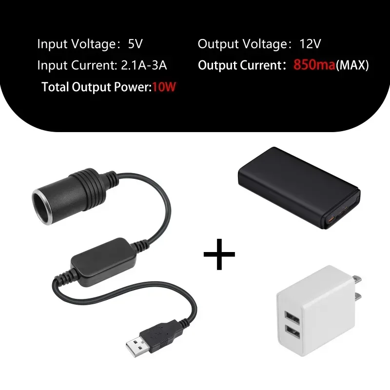 Adaptador USB de 5V a 12V, USB macho a 12V, enchufe de encendedor de coche, fuente de alimentación hembra, Cable convertidor de salida de 12V 10W - imagen 3