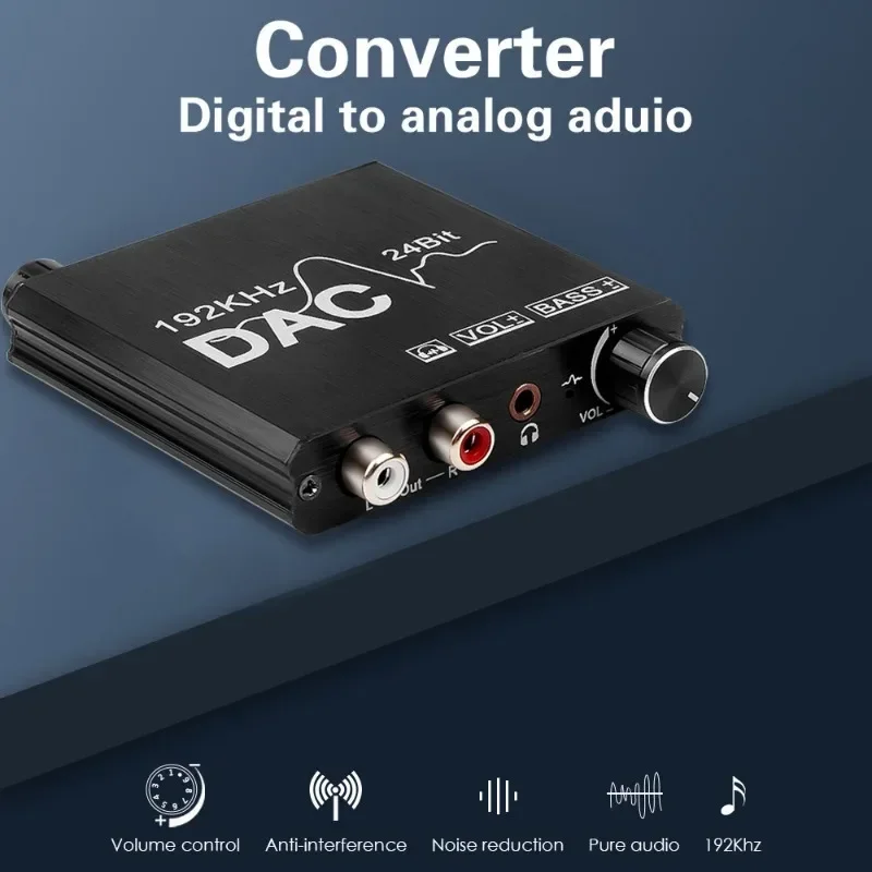 Convertidor de Audio Digital a analógico DAC 192KHz volumen ajustable graves altos bajos y volumen tipo tarjeta de sonido ajustable - imagen 4