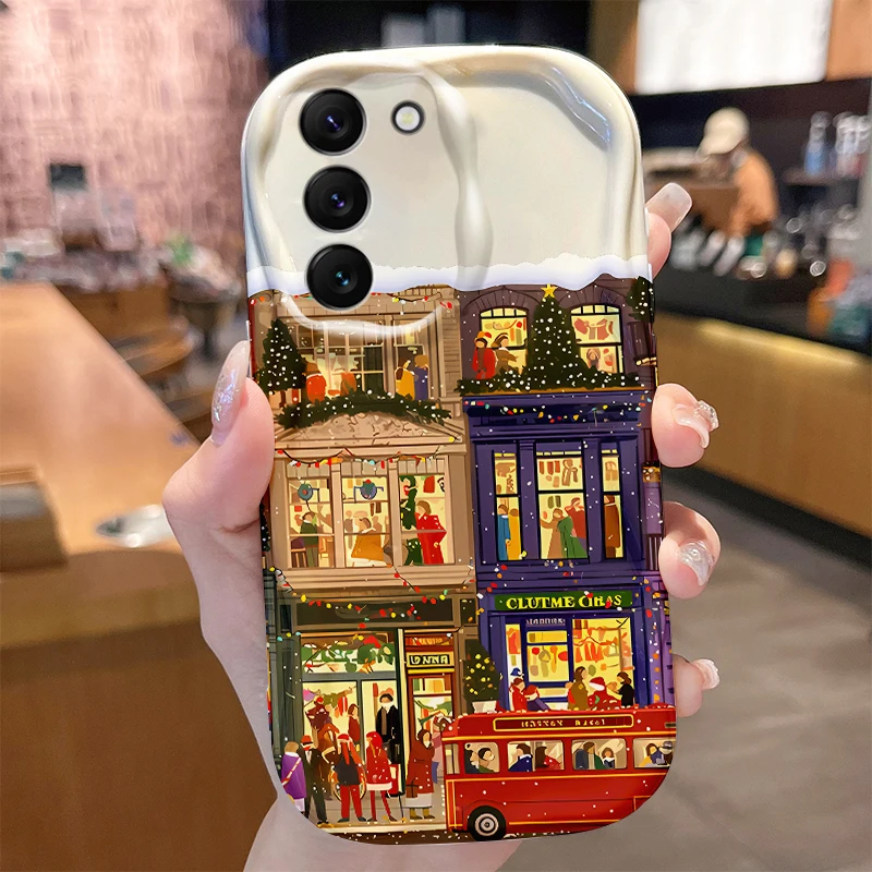 Funda roja con ondas de autobús de Navidad para Samsung Galaxy S25 S24 S23 S22 S21 Ultra Plus S20 FE A73 A72 A71 A56 A55 A54 5G A51 4G - imagen 4