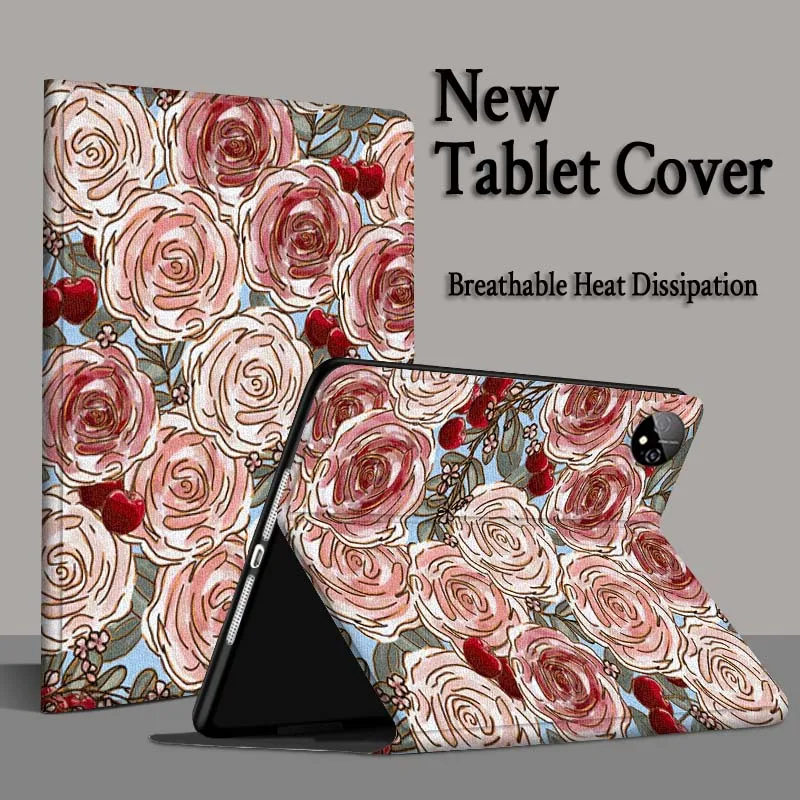 Diseño artístico de flores rosas para Huawei MediaPad MatePad Air M6 M5 M2 T10s T5 C5e 10 11 12X10,8 SE Pro funda para tableta - imagen 4